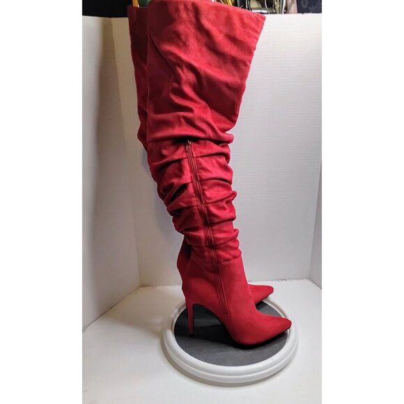 Nadine WC Womens Over-The-Knee Red Stiletto Heeled Boots Size 8.5 WC Textile Upp - Picture 3 of 8